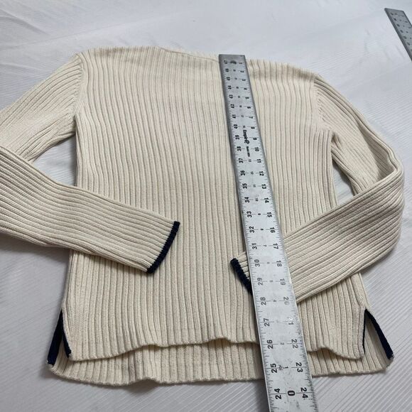 Vtg Ralph Lauren Sweater Womens L Cream US Flag Embroidered Crew Neck Cotton - Picture 8 of 8